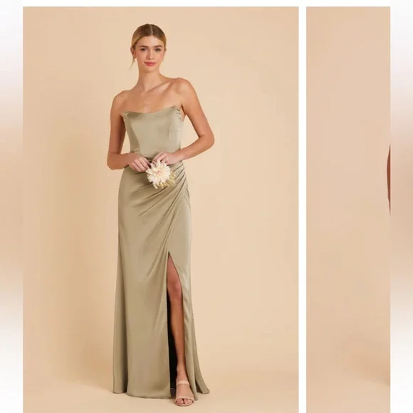 BIRDY GREY Anne Dress Matte Satin Moss Green - Picture 3 of 6